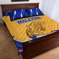 Malaysian Tiger and National Flag Quilt Bed Set with Royal Gold and Blue Design