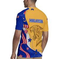 Malaysian Tiger and National Flag Rugby Jersey with Royal Gold and Blue Design