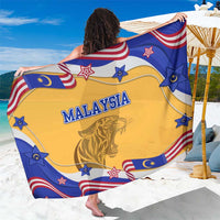 Malaysian Tiger and National Flag Sarong with Royal Gold and Blue Design