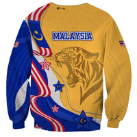 Malaysian Tiger and National Flag Sweatshirt with Royal Gold and Blue Design