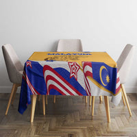 Malaysian Tiger and National Flag Tablecloth with Royal Gold and Blue Design
