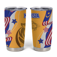 Malaysian Tiger and National Flag Tumbler Cup with Royal Gold and Blue Design