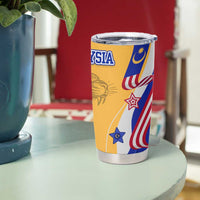 Malaysian Tiger and National Flag Tumbler Cup with Royal Gold and Blue Design