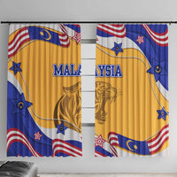 Malaysian Tiger and National Flag Window Curtain with Royal Gold and Blue Design