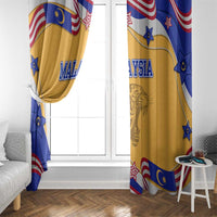 Malaysian Tiger and National Flag Window Curtain with Royal Gold and Blue Design