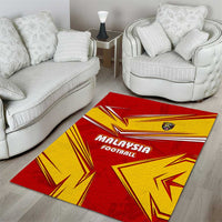 Malaysia Football Area Rug with Roaring Tiger and Red Yellow National Colors