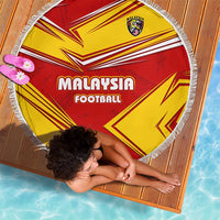 Malaysia Football Beach Blanket with Roaring Tiger and Red Yellow National Colors