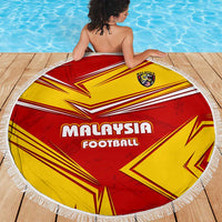 Malaysia Football Beach Blanket with Roaring Tiger and Red Yellow National Colors
