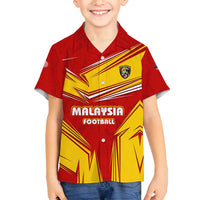 Malaysia Football Family Matching Long Sleeve Bodycon Dress and Hawaiian Shirt with Roaring Tiger and Red Yellow National Colors