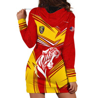 Malaysia Football Hoodie Dress with Roaring Tiger and Red Yellow National Colors