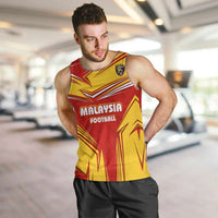 Malaysia Football Men Tank Top with Roaring Tiger and Red Yellow National Colors
