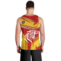 Malaysia Football Men Tank Top with Roaring Tiger and Red Yellow National Colors