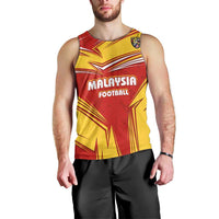 Malaysia Football Men Tank Top with Roaring Tiger and Red Yellow National Colors
