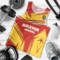 Malaysia Football Men Tank Top with Roaring Tiger and Red Yellow National Colors