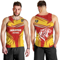 Malaysia Football Men Tank Top with Roaring Tiger and Red Yellow National Colors