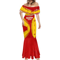 Malaysia Football Mermaid Dress with Roaring Tiger and Red Yellow National Colors