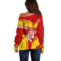 Malaysia Football Off Shoulder Sweater with Roaring Tiger and Red Yellow National Colors