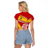 Malaysia Football Raglan Cropped T Shirt with Roaring Tiger and Red Yellow National Colors
