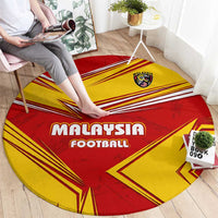 Malaysia Football Round Carpet with Roaring Tiger and Red Yellow National Colors