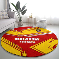 Malaysia Football Round Carpet with Roaring Tiger and Red Yellow National Colors