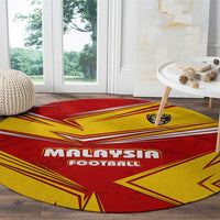 Malaysia Football Round Carpet with Roaring Tiger and Red Yellow National Colors