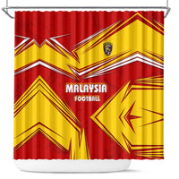 Malaysia Football Shower Curtain with Roaring Tiger and Red Yellow National Colors