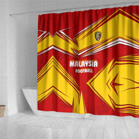 Malaysia Football Shower Curtain with Roaring Tiger and Red Yellow National Colors
