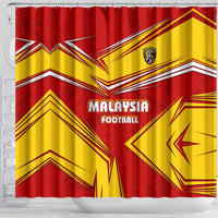 Malaysia Football Shower Curtain with Roaring Tiger and Red Yellow National Colors