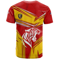 Malaysia Football T Shirt with Roaring Tiger and Red Yellow National Colors