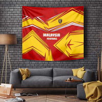 Malaysia Football Tapestry with Roaring Tiger and Red Yellow National Colors