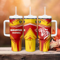 Malaysia Football Tumbler With Handle with Roaring Tiger and Red Yellow National Colors