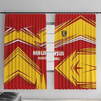 Malaysia Football Window Curtain with Roaring Tiger and Red Yellow National Colors