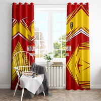 Malaysia Football Window Curtain with Roaring Tiger and Red Yellow National Colors