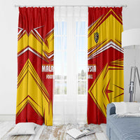 Malaysia Football Window Curtain with Roaring Tiger and Red Yellow National Colors