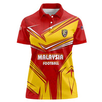 Malaysia Football Women Polo Shirt with Roaring Tiger and Red Yellow National Colors