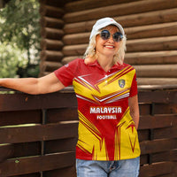 Malaysia Football Women Polo Shirt with Roaring Tiger and Red Yellow National Colors
