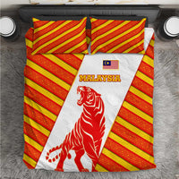 Malaysia National Crest Bedding Set with Red Tiger and Traditional Batik Yellow White