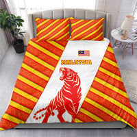 Malaysia National Crest Bedding Set with Red Tiger and Traditional Batik Yellow White