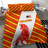 Malaysia National Crest Bedding Set with Red Tiger and Traditional Batik Yellow White
