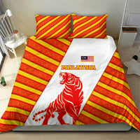 Malaysia National Crest Bedding Set with Red Tiger and Traditional Batik Yellow White