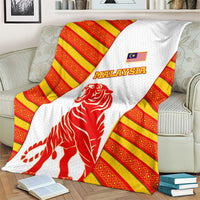 Malaysia National Crest Blanket with Red Tiger and Traditional Batik Yellow White