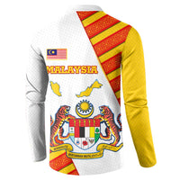 Malaysia National Crest Button Sweatshirt with Red Tiger and Traditional Batik Yellow White