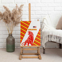 Malaysia National Crest Canvas Wall Art with Red Tiger and Traditional Batik Yellow White