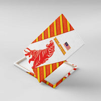 Malaysia National Crest Canvas Wall Art with Red Tiger and Traditional Batik Yellow White