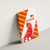Malaysia National Crest Canvas Wall Art with Red Tiger and Traditional Batik Yellow White