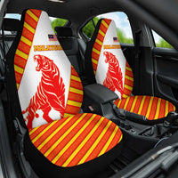 Malaysia National Crest Car Seat Cover with Red Tiger and Traditional Batik Yellow White