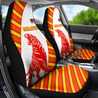 Malaysia National Crest Car Seat Cover with Red Tiger and Traditional Batik Yellow White