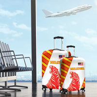 Malaysia National Crest Luggage Cover with Red Tiger and Traditional Batik Yellow White