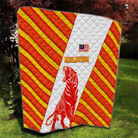 Malaysia National Crest Quilt with Red Tiger and Traditional Batik Yellow White