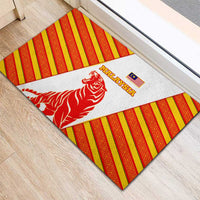 Malaysia National Crest Rubber Doormat with Red Tiger and Traditional Batik Yellow White